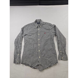 Women's Ralph Lauren Black White Gingham Button Down Shirt SP Petite